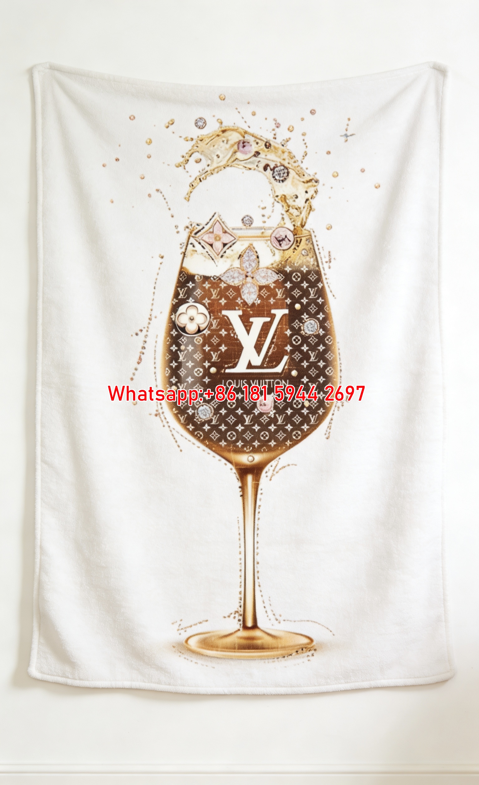 LV Champagne Glass Art Blanket Monogram Wine Glass Blanket 071